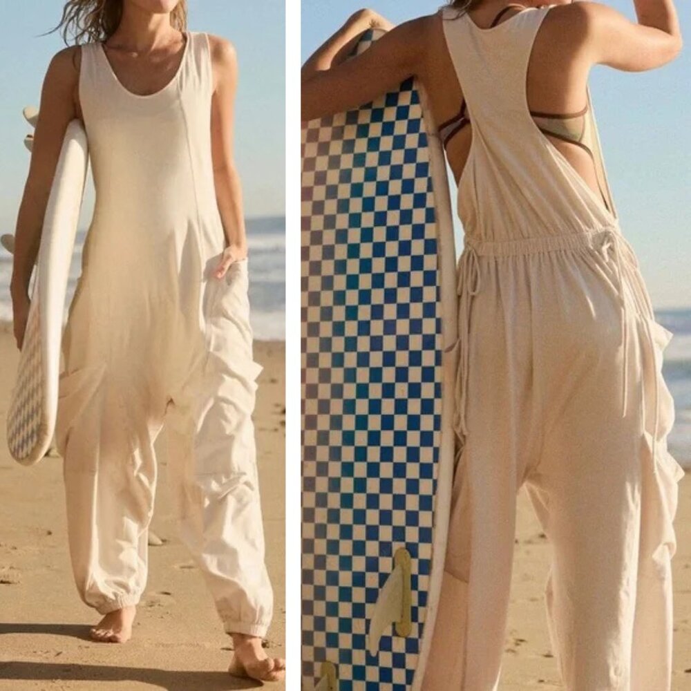 New! FP Movement x Free People cream Cotton Stretch Infinity Onesie 27014